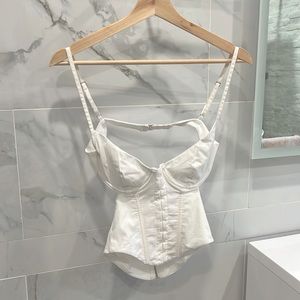 White fox corset top
